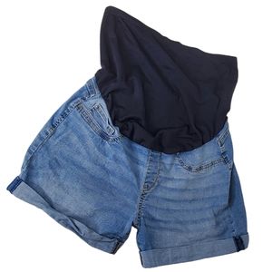 LEVI'S Maternity Shortie Jean Shorts Sz L Stretch Belly Band